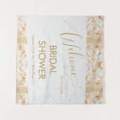 Moderne luxe gouden abstracte bruidsdouche welkom wandkleed (Voorkant (horizontaal))