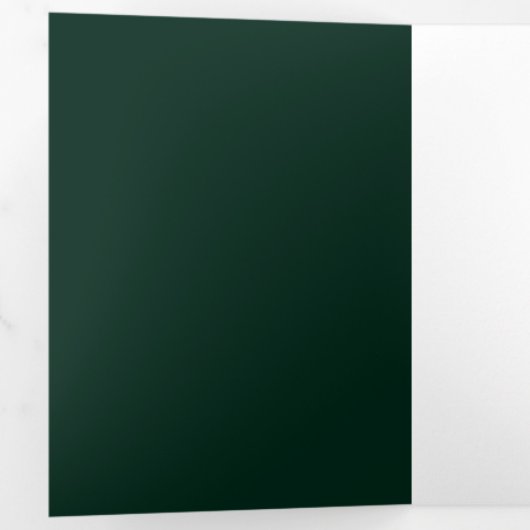 Moderne luxe gouden groene glitter confetti bruilo drieluik aankondiging (Binnenzijde eerst)