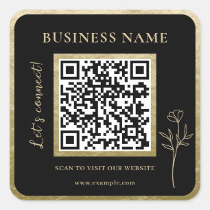 Moderne Luxe Gouden Professionele Zakelijke QR Cod Vierkante Sticker