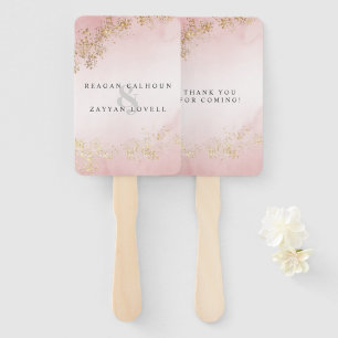 Moderne Luxe Gouden Vlekjes Blush Roze Mist Bruilo Handwaaier