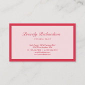 Moderne luxe, minimale professionele roze visitekaartje (Achterkant)