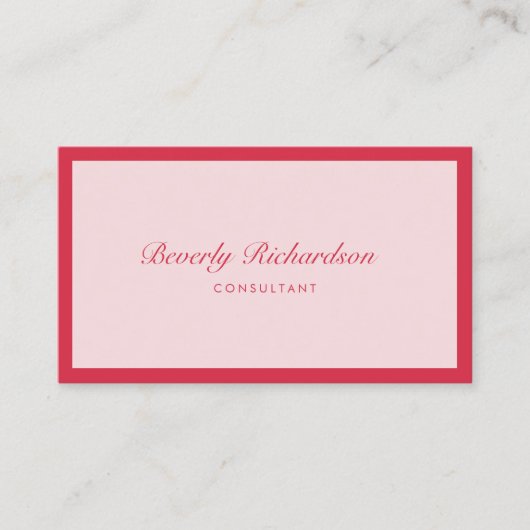 Moderne luxe, minimale professionele roze visitekaartje (Voorkant)
