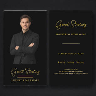 Moderne Luxe Onroerend Goed Zwart Goud Professione Visitekaartje