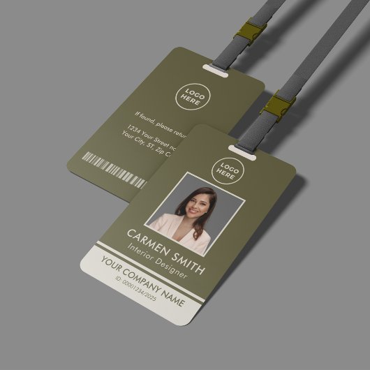 Moderne luxe personnalisé vert olive avec badge lo