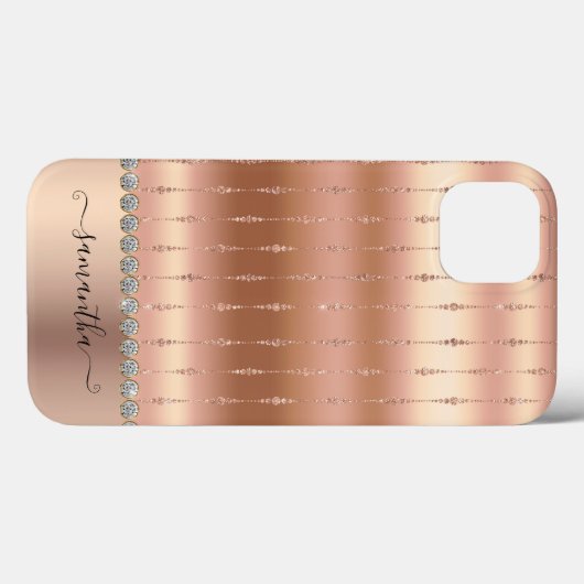 Moderne luxe Roos Gouden Glitter Bling Case-Mate iPhone Case (Achterkant (horizontaal))