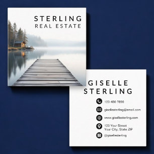 Moderne luxe rustige Lakefront onroerend goed Vierkante Visitekaartje