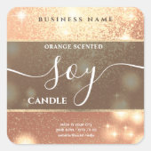 Moderne luxe sparkle-script sojakanellabel vierkante sticker (Voorkant)