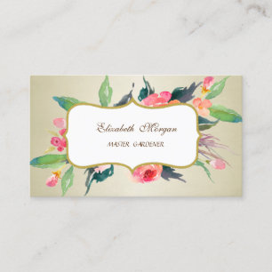 Moderne Luxe Verfijnde-Aquarel Bloemen Visitekaartje