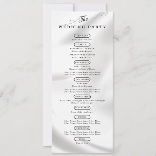 Moderne Luxe Witte Trouwceremonie Feestprogramma (Achterkant)