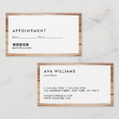 Moderne Luxe Wood Border Clean Layout Benoeming Visitekaartje (Voorkant / Achterkant)