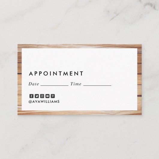 Moderne Luxe Wood Border Clean Layout Benoeming Visitekaartje (Voorkant)