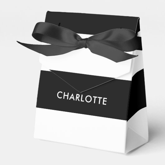 Moderne luxe zwarte en witte strepen patroon bedankdoosjes (Voorkant Zijde)