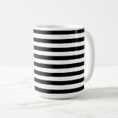 Moderne luxe zwarte en witte strepen patroon koffiemok (Voorkant rechts)
