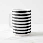 Moderne luxe zwarte en witte strepen patroon koffiemok (Voorkant links)
