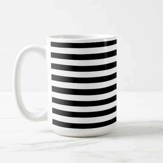 Moderne luxe zwarte en witte strepen patroon koffiemok (Links)