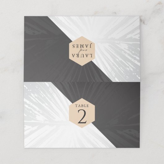 Moderne luxe zwarte & zilver trouwtafel nummer 2 (Buitenkant ongevouwen)