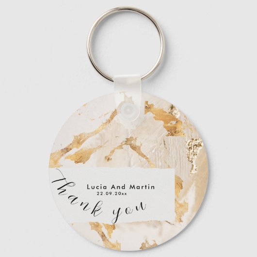 Moderne Luxury Gold Abstract Hartelijk dank voor u Sleutelhanger (Voorkant)