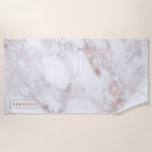 Moderne Luxury Roos-Gold Marble Stone Strandlaken (Voorkant)