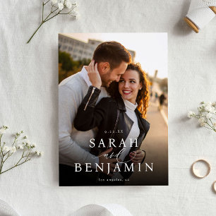 Moderne M foto Verticaal Chic Bewaar de datum 2 Kaart