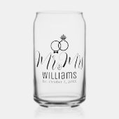 Moderne M. Mme Nom Date & Anneaux Design, Mariage (Recto)