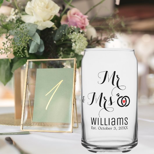 Moderne M. Mme Nom Date & Anneaux Design, Mariage