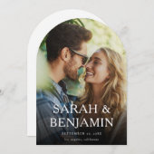 Moderne M Photo Vertical Chic Bewaar de datumboog Kaart (Voorkant / Achterkant)