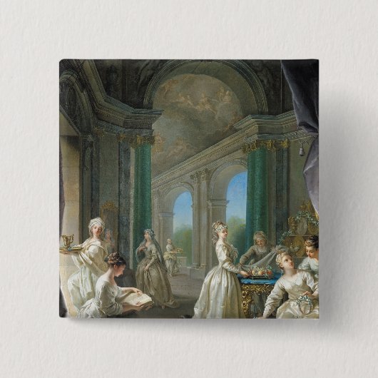 Moderne maagden, 1728 vierkante button 5,1 cm (Voorkant)