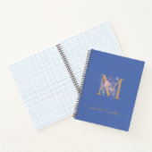Moderne Maagdenpalm Roze Bloem Gouden Monogram Notitieboek (Binnen)