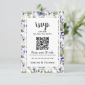 Moderne maagdenpalm witte bloemenbruiloft QR-code RSVP Kaartje (Staand voorkant)