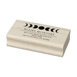 Moderne maan fasen elegant retour adres 	rubberstempel