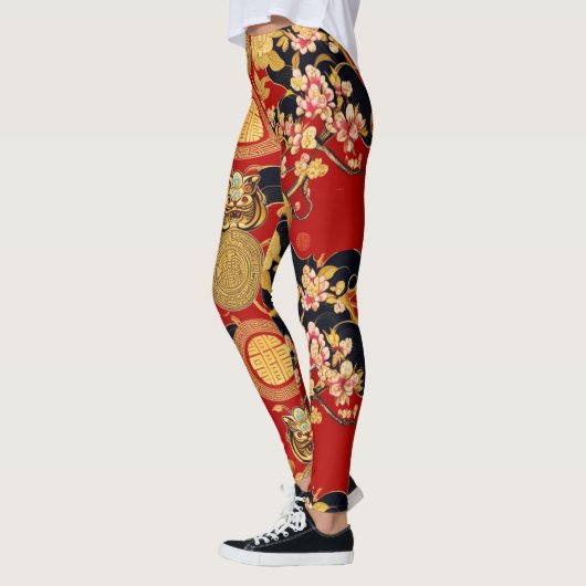 Moderne maan nieuwjaar modern aziatisch patroon leggings (Links)