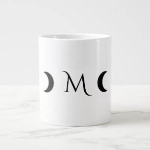 Moderne maan wit en zwart monogram extra grote beker