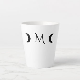 Moderne maan wit en zwart monogram latte mok