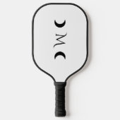 Moderne maan wit en zwart monogram pickleball paddle (Voorkant)