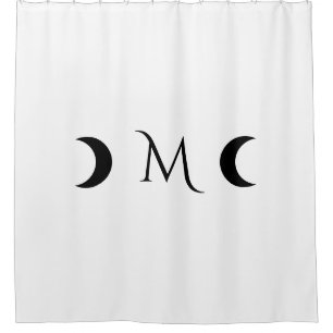 Moderne maan zwart-wit monogram douchegordijn