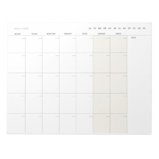 Moderne maandelijkse planner notitieblok (Voorkant)