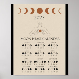 Moderne Maankalender 2023 Maanfasen Poster