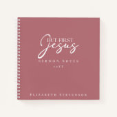 Moderne Maar Eerst Jezus Stof Roze Preeknotities Notitieboek (Voorkant)