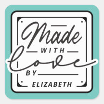 Moderne 'Made with Love' Vierkante Label Sticker