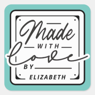 Moderne 'Made with Love' Vierkante Label Sticker
