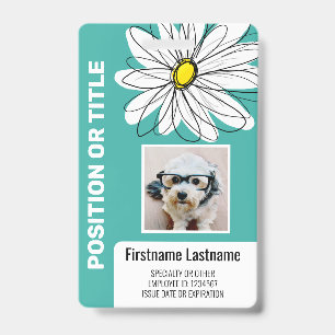 Moderne madelief met foto, logo personeels-ID Badge