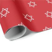 Moderne Magen David rood wit patroon Chanoeka Cadeaupapier (Rol Hoek)