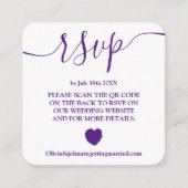 Moderne magenta bruiloft rsvp Qr code Enclosure Ca Informatiekaartje (Voorkant)