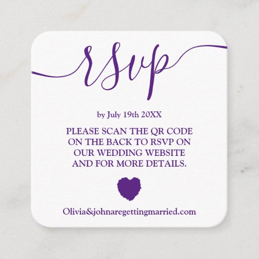 Moderne magenta bruiloft rsvp Qr code Enclosure Ca Informatiekaartje (Voorkant)