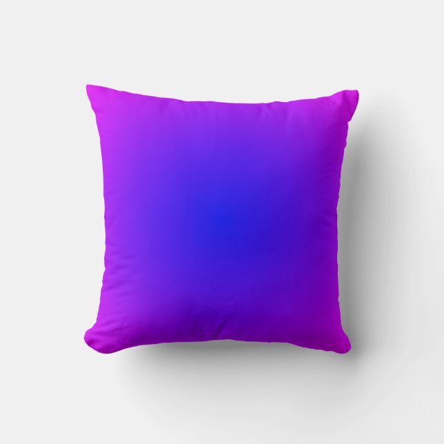 Moderne magenta en helderblauw radiaal verloop kussen (Voorkant)
