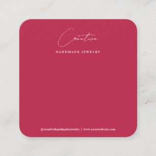 Moderne Magenta Handgeschreven Script Sieraden Dis Vierkante Visitekaartje