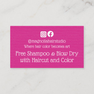 Moderne Magenta Magnolia Logo Gratis service Kortingskaartje