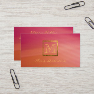 Moderne magenta Oranje Abstract goudmonogram Visitekaartje