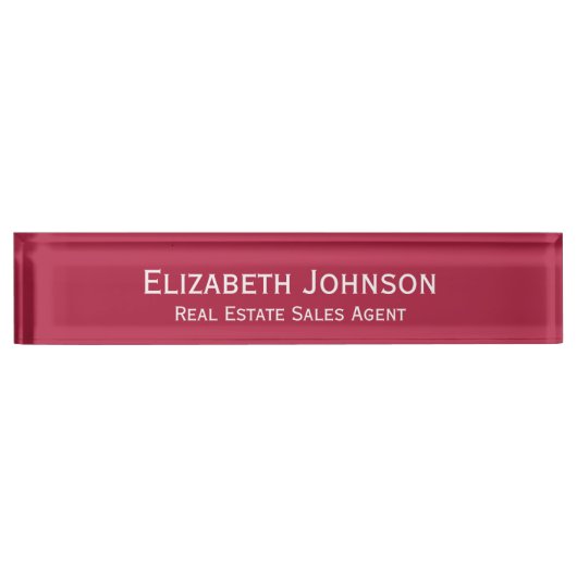 Moderne Magenta Red Professional Business Executiv Naambordje (Voorkant)