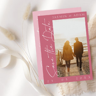 Moderne magenta roze het Berichten van de Foto van Save The Date
